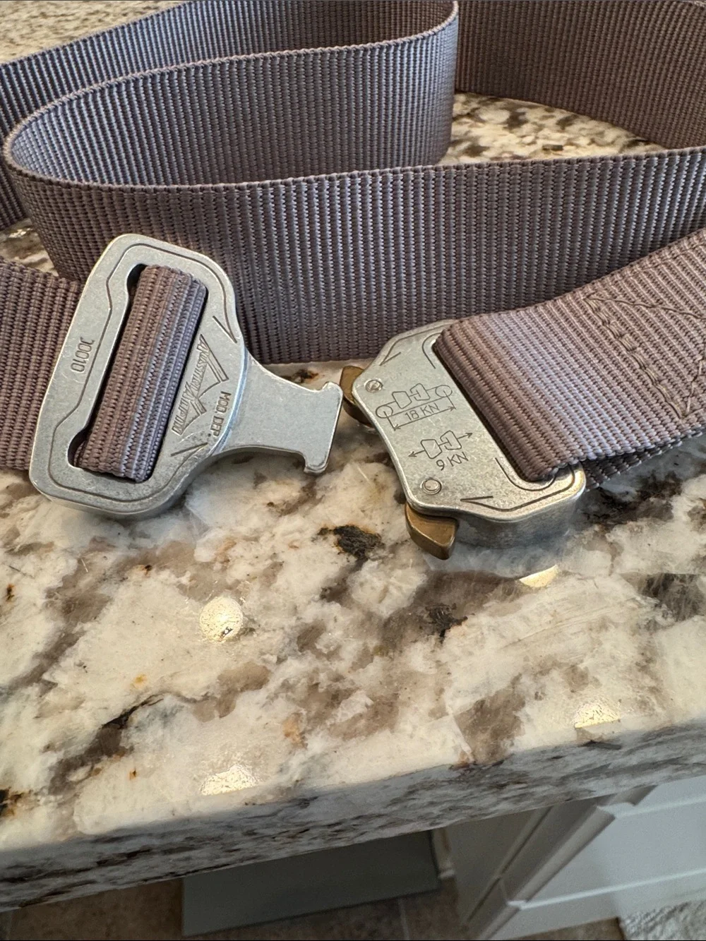 Tactical Gray Webbing Belt with Metal Quick-Release Buckle